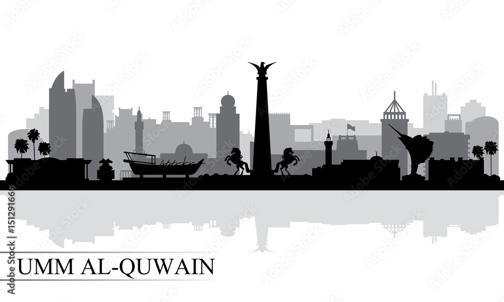 Umm al-Quwain city skyline silhouette background