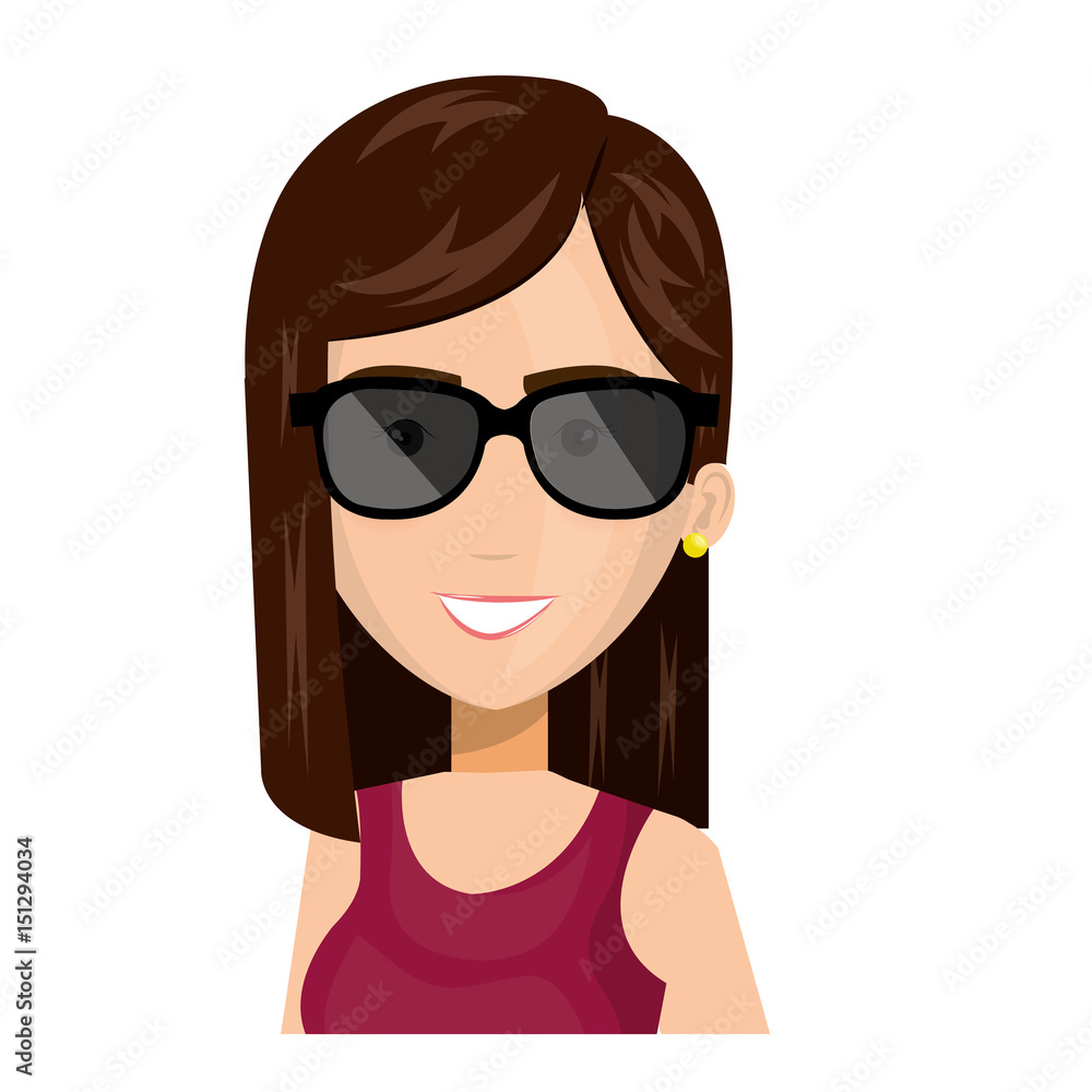 beautiful and young woman with sunglasses vector illustration design beautiful and young woman with sunglasses vector illustration design