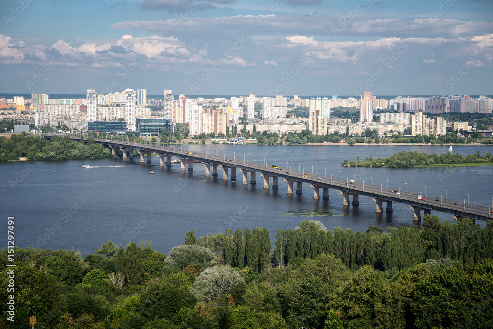 Paton Bridge across the Dnieper River in Kiev