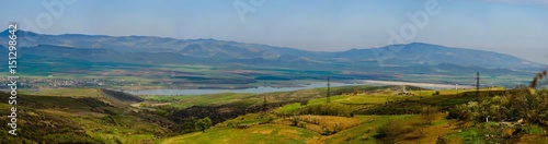 Amazing view Aghstev reservoir, Armenia-Azerbaijan state border, panorama