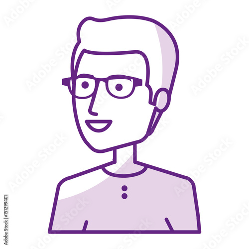 young man with glasses avatar character vector illustration design