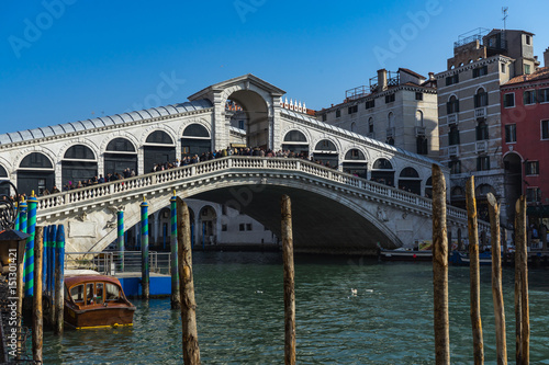 The Rialto Bridge, one of the most famous landmarks in Venice, Italy © Francesco Bonino