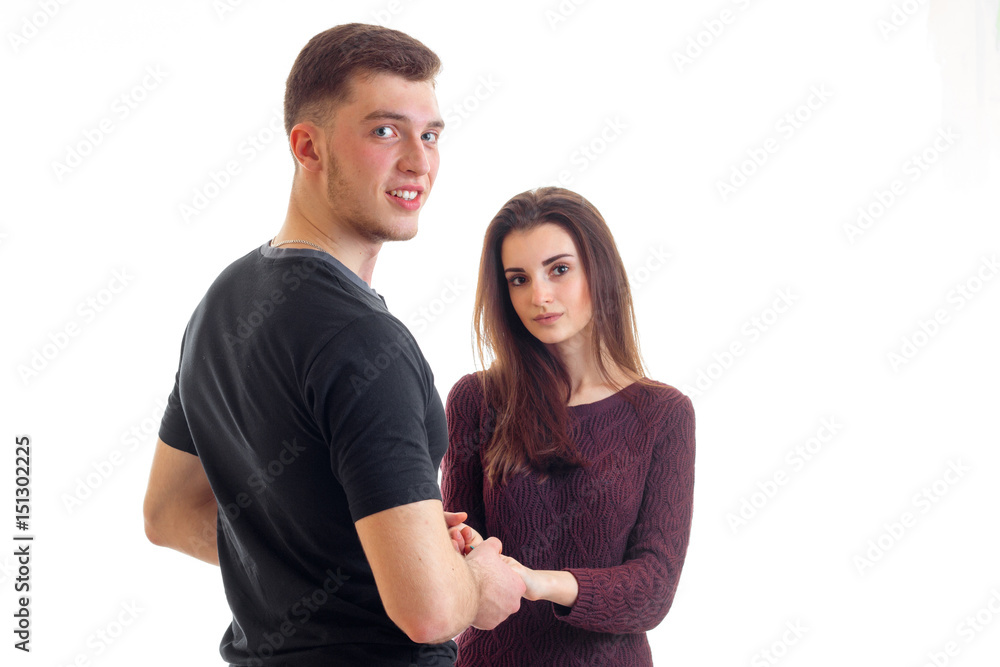 young smiling guy keeps hands sweet girl young smiling guy keeps hands sweet girl