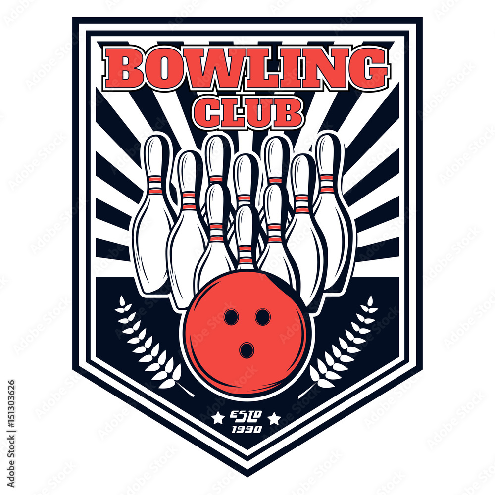 Vector bowling club logo for print, design, internet on white background Stock Vector Adobe Stock