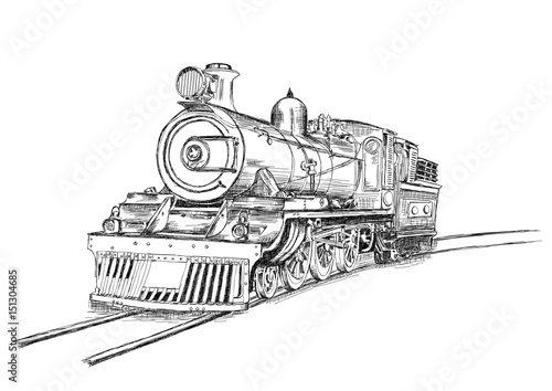 Retro Stream Locomotive Train Railway Engine Vector Illustration