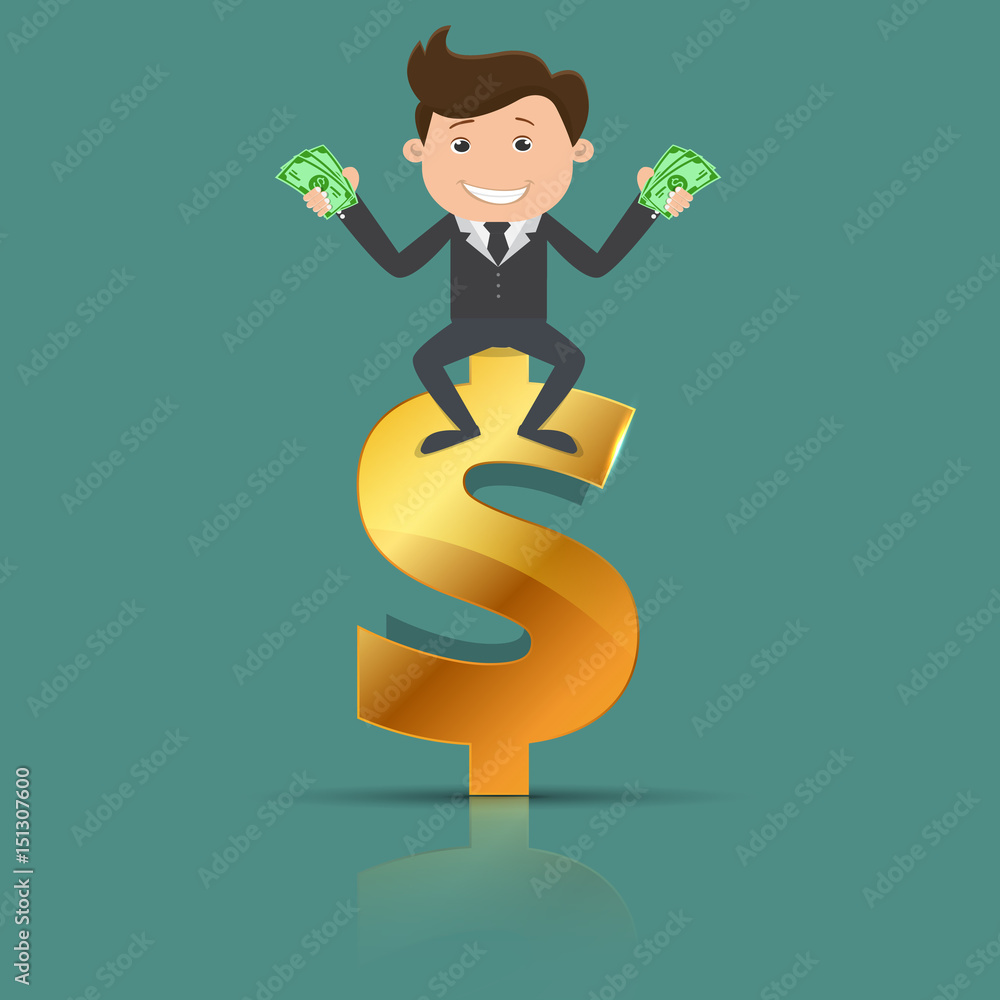 Businessman with dollar - vector illustration Businessman with dollar - vector illustration