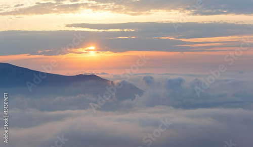 Sunrise sky view and mountain tops