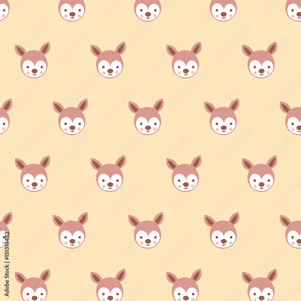 Cute stylized cartoon kangaroo pattern on pastel background.