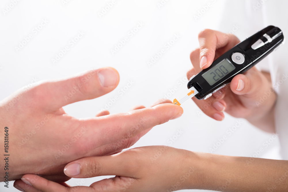 Finger Prick For Glucose Sugar Measuring Level Blood Test Finger Prick For Glucose Sugar Measuring Level Blood Test