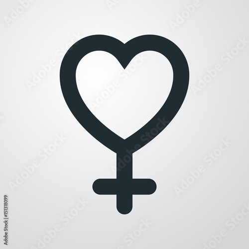 Icono plano corazon simbolo femenino en fondo degradado