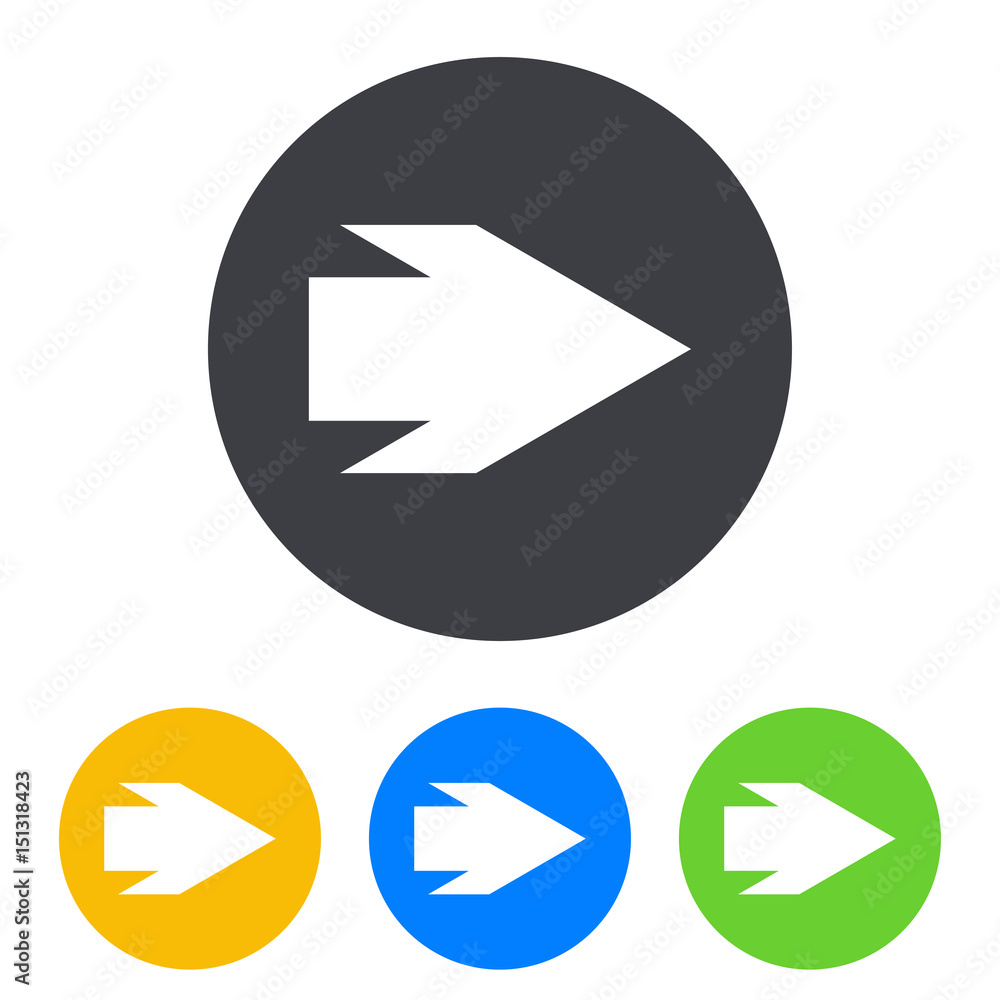 Icono plano flecha derecha en circulo varios colores Icono plano flecha derecha en circulo varios colores