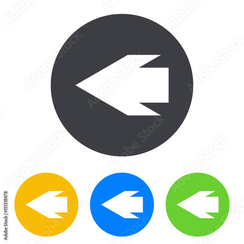Icono plano flecha izquierda en circulo varios colores
