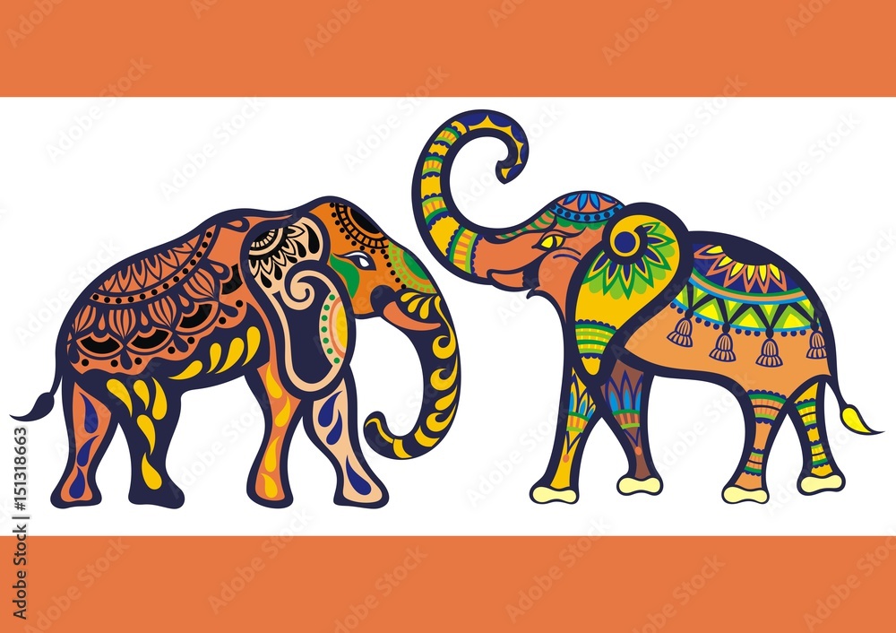 Fototapeta premium Silhouette Funny Elephants for your design