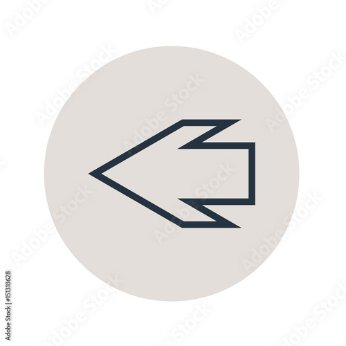 Icono plano flecha lineal izquierda en circulo gris