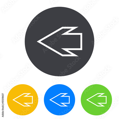 Icono plano flecha lineal izquierda en circulo varios colores