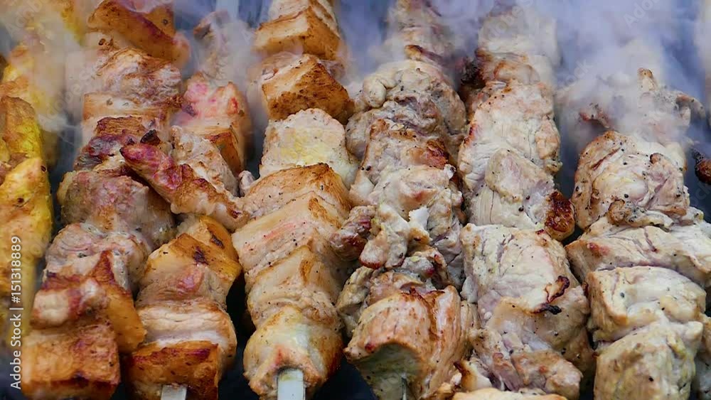 To fry meat at a fire shish kebab To fry meat at a fire shish kebab