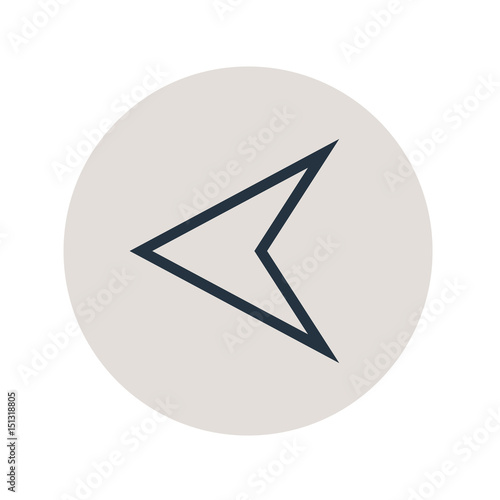 Icono plano punta flecha lineal izquierda en circulo gris