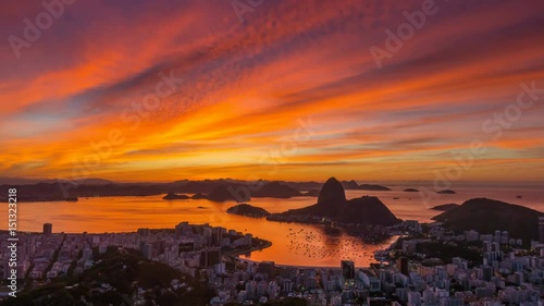 gorgeous sunset sky rio de janeiro city famous panorama 4k time lapse brasil
