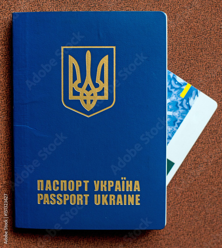 Ukrainian passport for travel abroad (abolition of Schengen visas for Ukrainian - concept) photo