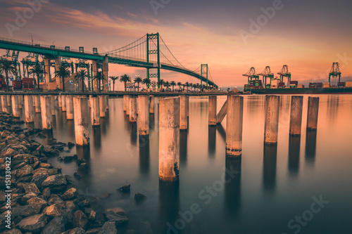 Calm water glowed in orange