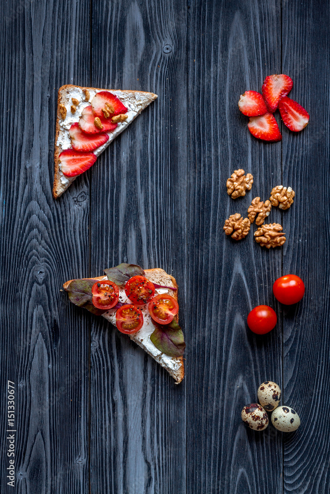 homemade sandwiches composition on white table background top view homemade sandwiches composition on white table background top view