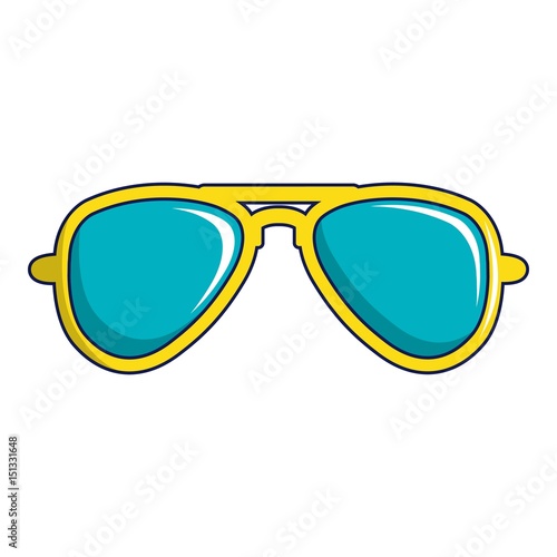 Blue sunglasses icon, cartoon style