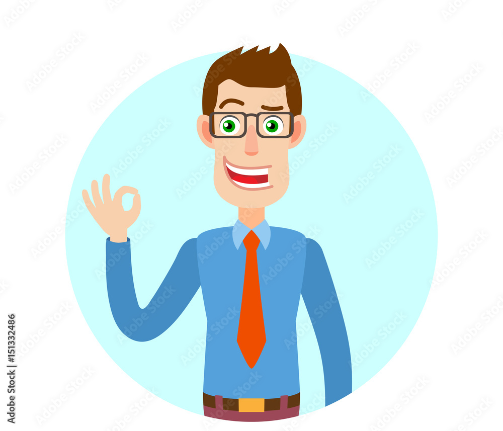 Businessman showing a okay hand sign Businessman showing a okay hand sign
