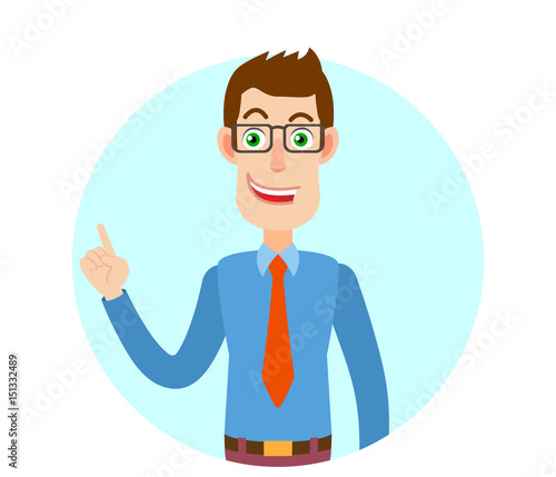 Businessman pointing up