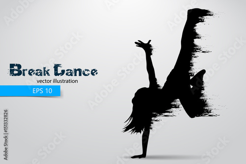 Silhouette of a break dancer from particles. Vector illustration