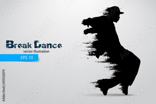 Silhouette of a break dancer from particles. Vector illustration