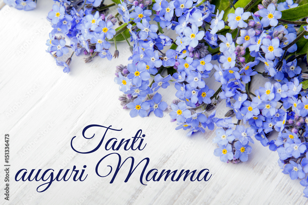 Mother's Day card with Italian words: Happy Mother's Day, and blue ...