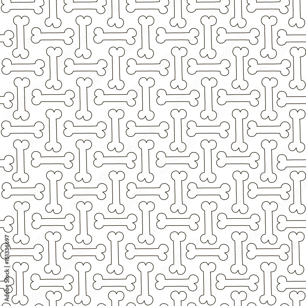 Vector seamless pattern. Veterinary background. Illustration with hand-drawn bones.