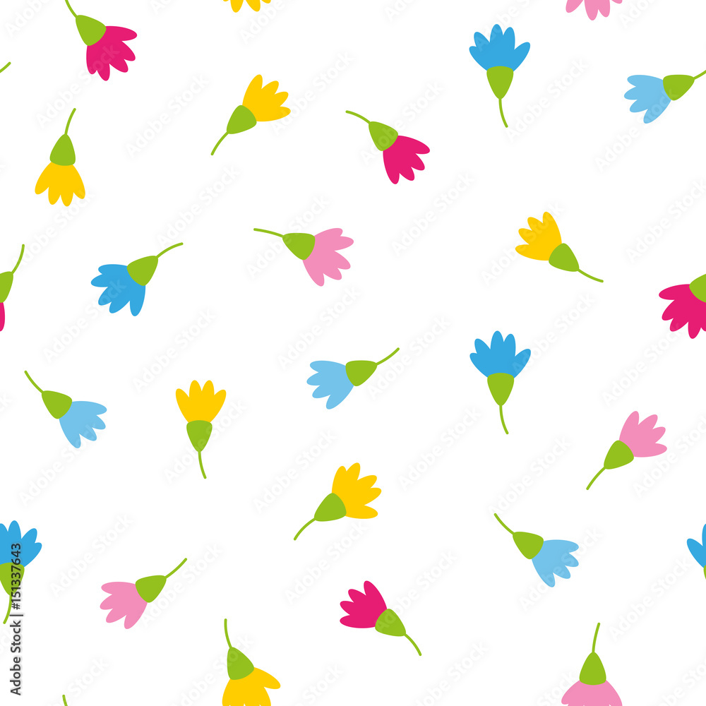 Floral spring colorful blossoms on white background romantic wedding concept seamless pattern