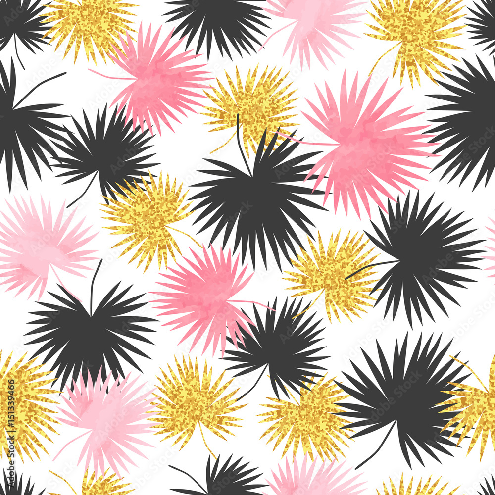 Vector seamless palm leaves pattern. Tropical background. Vector seamless palm leaves pattern. Tropical background.