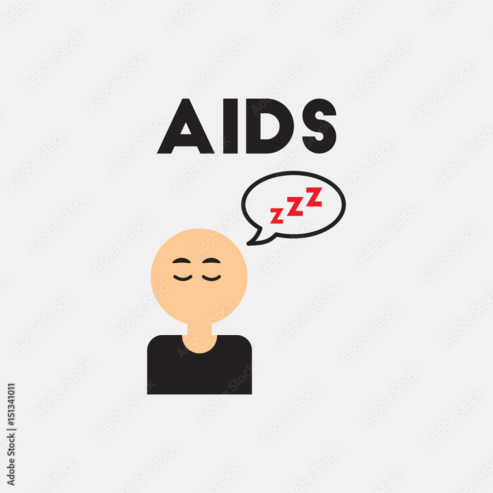 man closing eyes and sleep Vector. various symptoms of AIDS man sleeping a lot man closing eyes and sleep Vector. various symptoms of AIDS man sleeping a lot