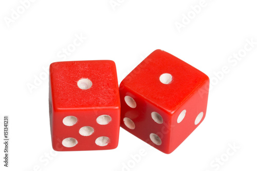 Two dice showing two one