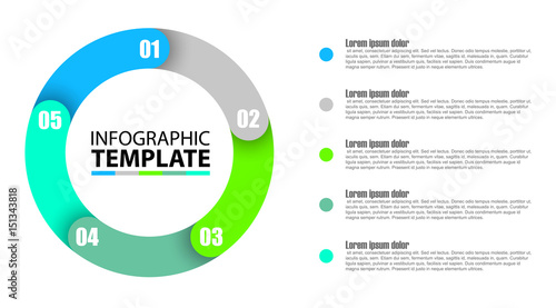 five step circle vector infographic template