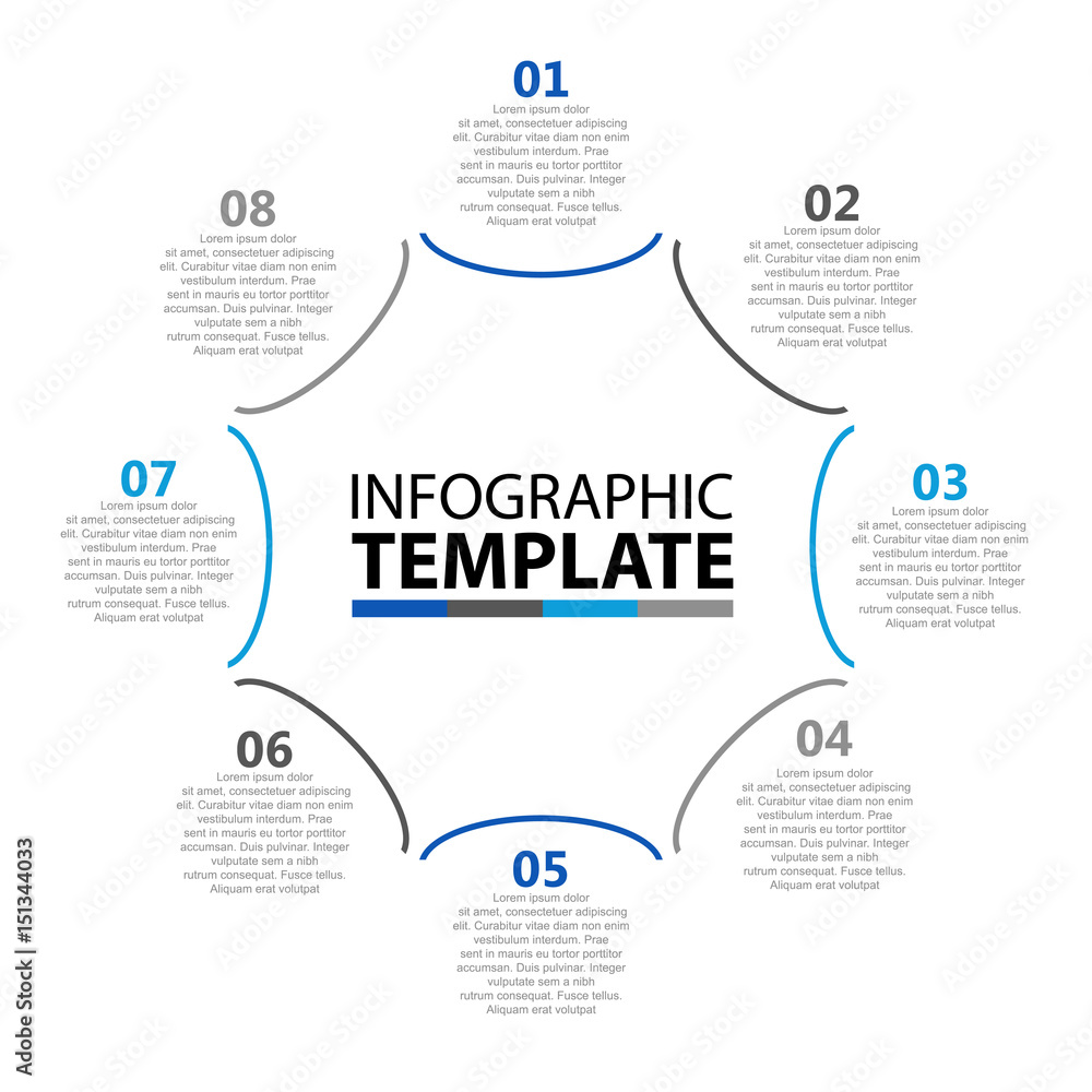 eight step line art vector infographic template with icons eight step line art vector infographic template with icons