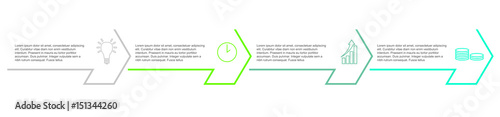 four step vector lineart infographic template with icons