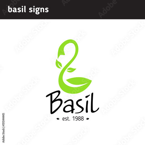 Logo basil leaf in the form of a scoop