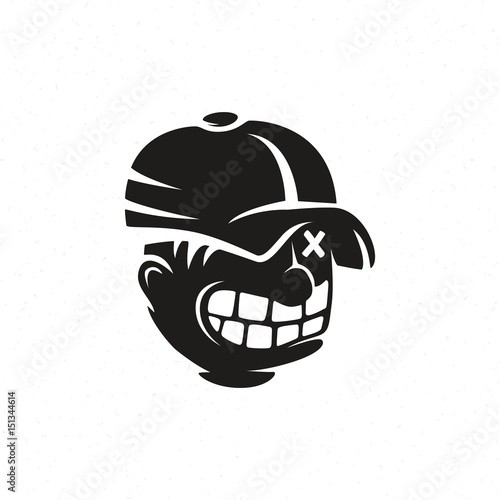 Illustration of crazy man in cap