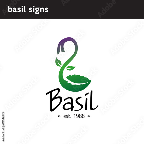 Logo basil leaf in the form of a scoop