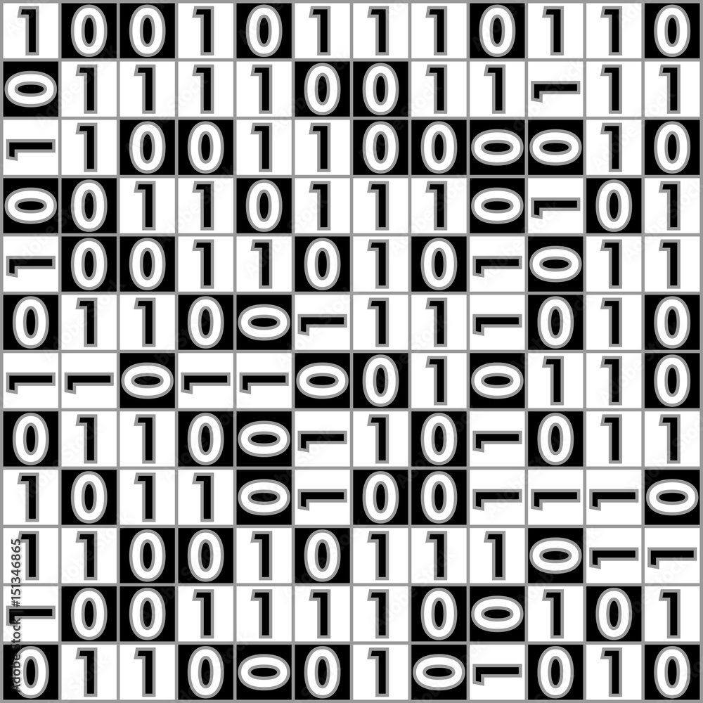 Digital background with computer thema, binary digit 1 a 0, color black