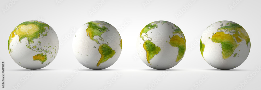 Fototapeta premium Planeta tierra, Bola del mundo desde diferentes vistas