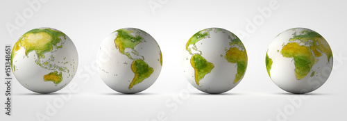 Planeta tierra, Bola del mundo desde diferentes vistas photo
