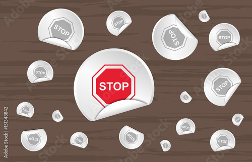 Sticker auf Holztisch/-wand - Stop