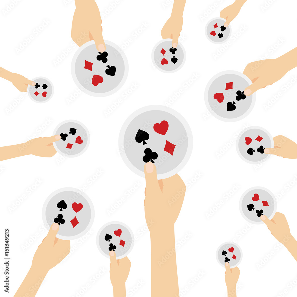 Hand hält Symbol - Spielkartenfarben Hand hält Symbol - Spielkartenfarben