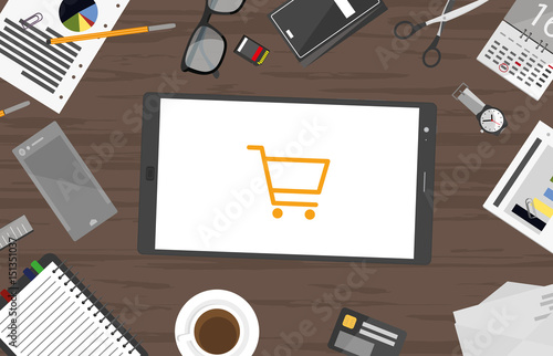 Einkaufswagen - Schreibtisch mit Tablett