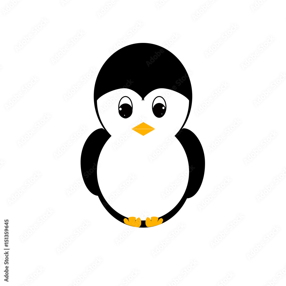 Fototapeta premium A vector image of a mother penguin with a child penguin in the sea