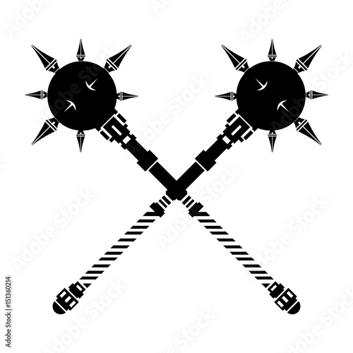 Medieval Crossed Clubs Icon.

Vector illustration of an ancient crossed Maces silhouette Icon.
